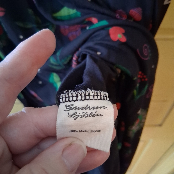 Gudrun Sjoden Black Modal Dress with Red And Green Floral Design Size Medium - Picture 8 of 13